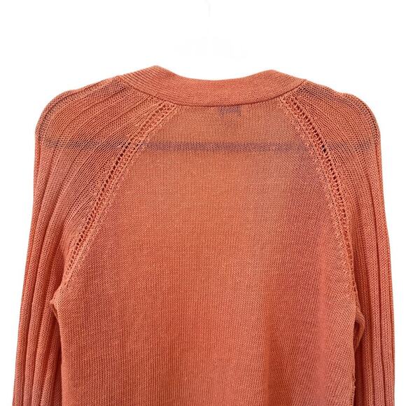 Sundance Angel Wing Pointelle Linen Blend Cardigan Sweater Pink Size Medium - Picture 9 of 11